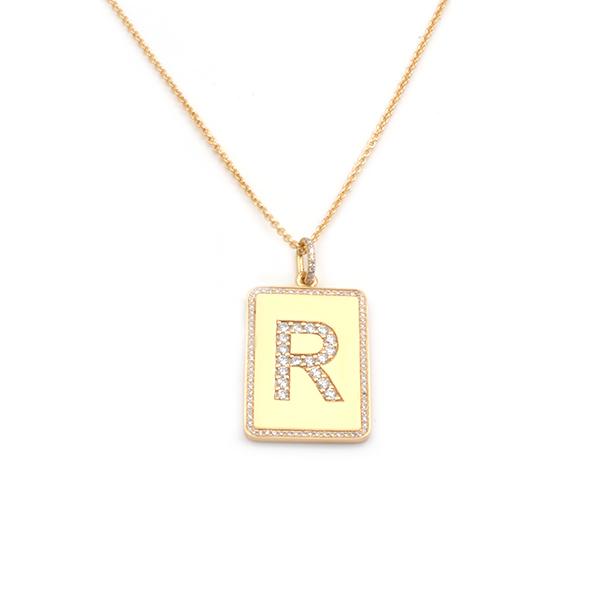 Herren Gold Tag Diamant Buchstaben Halskette