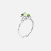 Grön Peridot Halo Diamantring