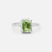 Grön Peridot Halo Diamantring