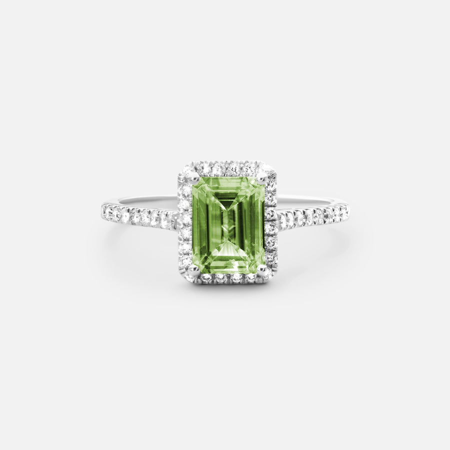 Grön Peridot Halo Diamantring